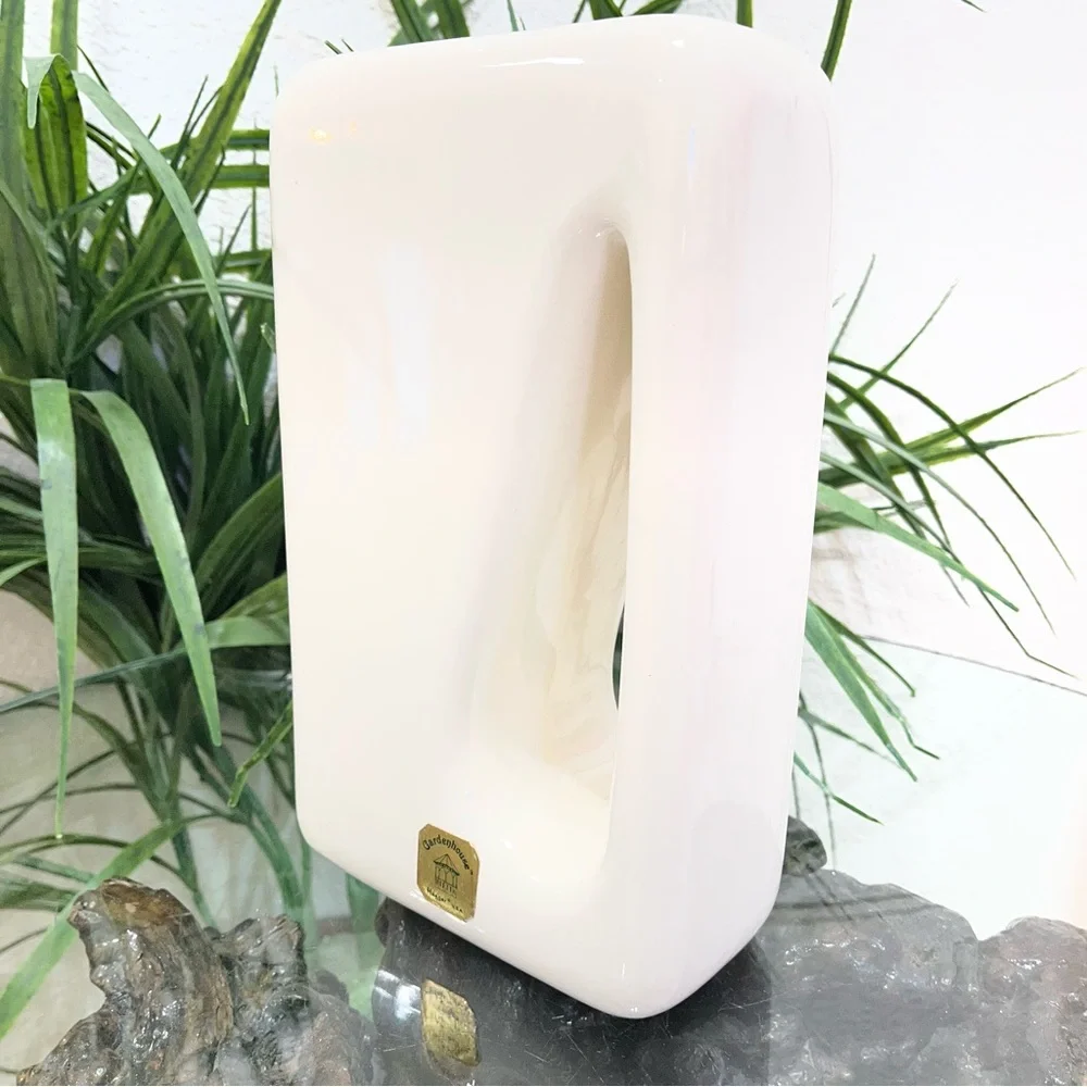 Vintage Haeger Gardenhouse Sleek Geometric Arctic White 10” Ceramic Vase